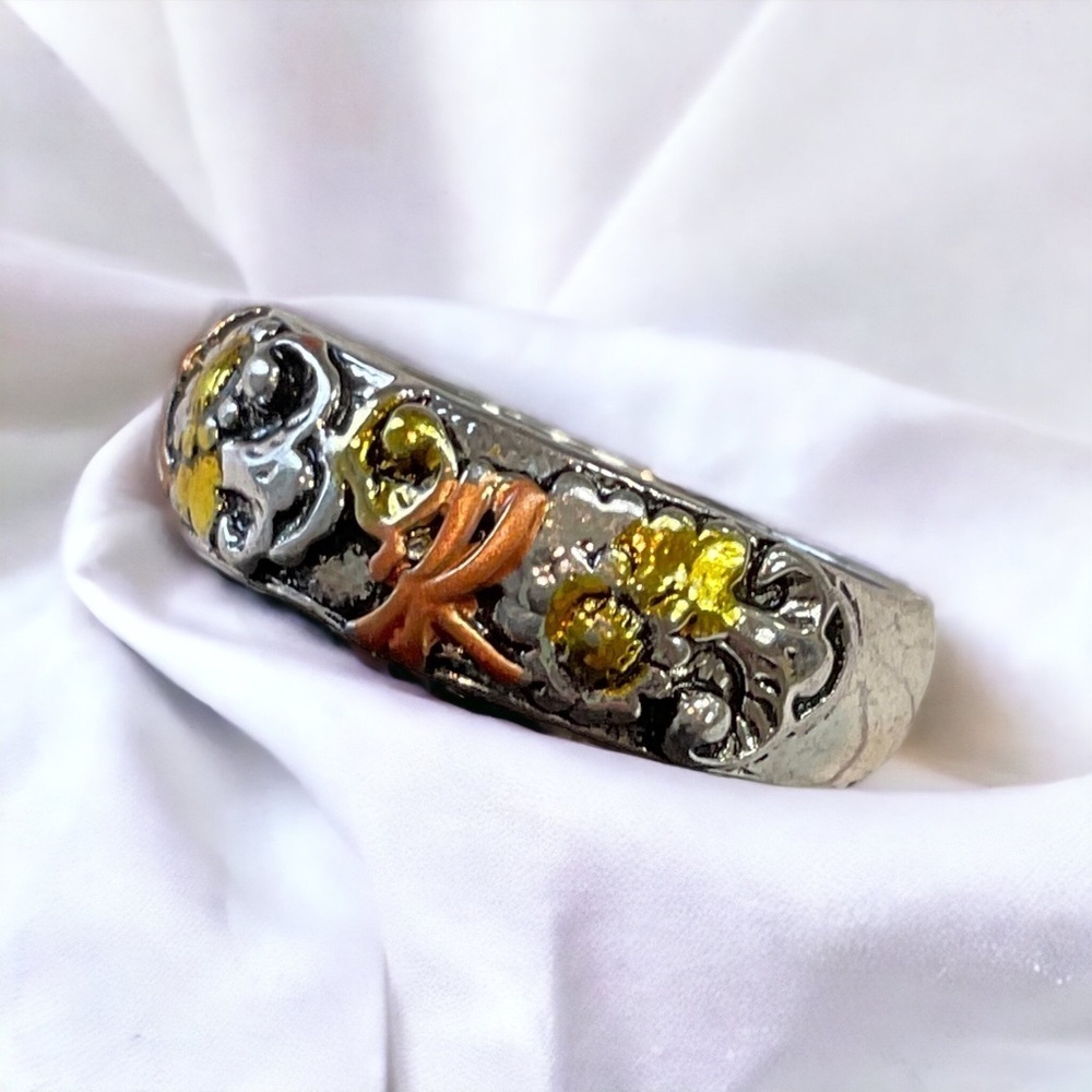 New Antique Look Unisex Vintage Style Sunflower & Dragonfly Boho Ring Size 9